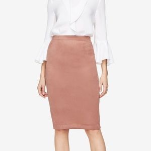 BCBGMaxazria Faux Suede Pencil Skirt Blush Pink